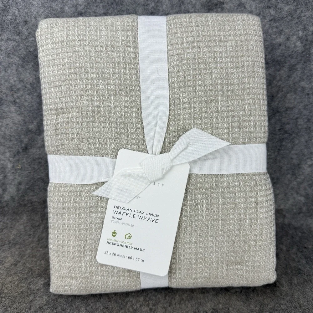 Pottery Barn EURO Belgian Flax Linen Waffle Weave Sham 26